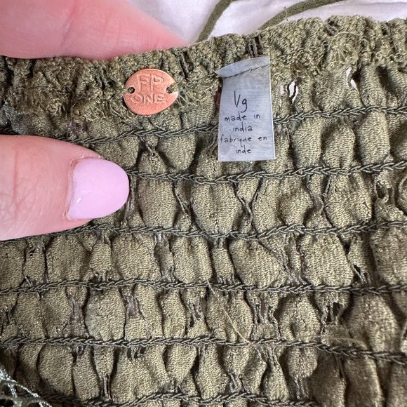 Free People Adella Cami Olive Sparrow Large NEW - Picture 5 of 6